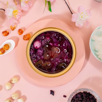 अच्छी कीमत बैंगनी मीठा आलू आड़ू गम Tremella सूप हल्के मिठाई 168g 228g ऑनलाइन